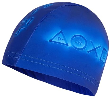 IMSPIRA Gorro Natacion Tela L ninos Adultos Consola Gamer Azul Gorra Piscina Unisex Entrenamiento Junior Gorros Piscina Divertidos Regalo Juegos Agua Deporte acuatico Adolescentes Gaming Pools