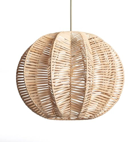 LEDKIA Pendelleuchte Rattan Tobonga Natürlich | Mediterraner & Boho-Stil | E27 Fassung | Für Wohnzimmer & Esszimmer