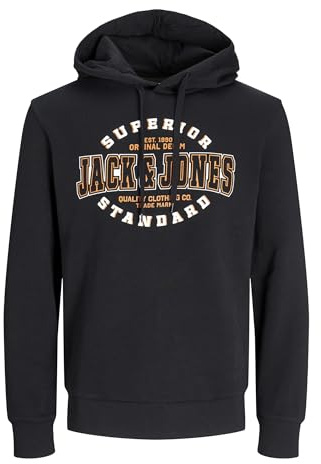 JACK & JONES Homme Jjelogo 2 Col 24/25 Noos Sweatshirt À Capuche, Noir, L EU