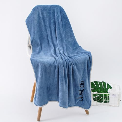 Lkw Ogechi 70x140 CM Toallas de Baño Súper Suave Secado Rápido, Toallas de Baño Resistentes a Decoloración, Toalla de Baños Vellón Coral, Toalla de Baño Grandes Super Absorbente (Azúl)