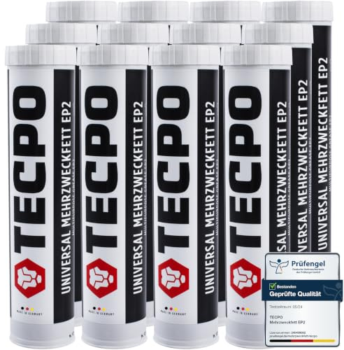 TECPO Universal Mehrzweckfett EP2 400g Kartusche Schmierfett, Lithiumfett, Universalfett, KFZ-Schmierung, wasserbeständig, KP2K-30 Lithium Fett (12x 400g)