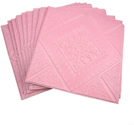 Adesivi da parete facili da pulire e da pulire, 10 pannelli 3D in mattoni, schiuma impermeabile (rosa)