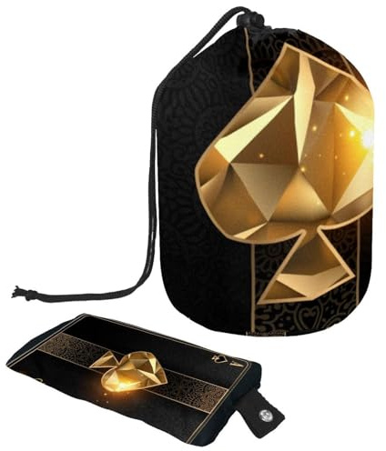 Drawstring Makeup Bag, Barrel Shaped Travel Cosmetic Bag Make up Bags, Foldable Toiletry Organizer Storage Pocket for Women&Girls - Ace of Spades Poker Card