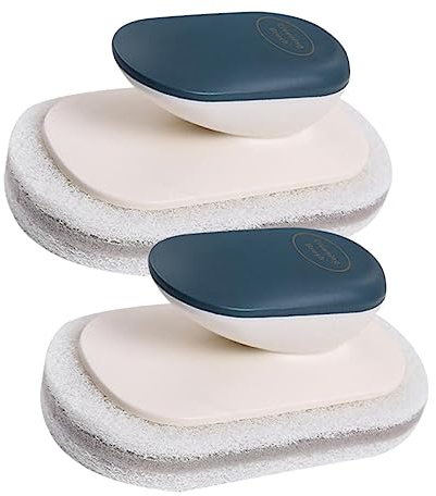 Gogogmee 2pcs Sponge Scrubbers Handle for Kitchen and Bathroom Cleaning Ergonomic Design Super Absorbent for Dishes Pots and Pans Dark