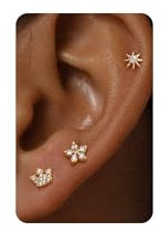 BodyBonita Goldene Ohrstecker Damen mit Flacher Rückseite – Kleine Hypoallergene Ohrstecker aus 925er Sterlingsilber 14 Karat vergoldeten Kleinen Ohrsteckern mit Zirkonia Helix Piercing Schmuck Damen