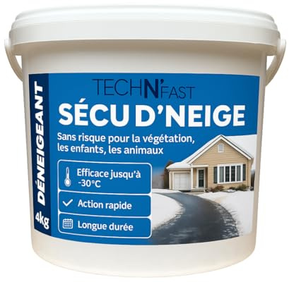 Sel de déneigement écologique longue durée - Déneigeant déverglaçant au magnésium - non agressif pour les animaux, les sols et la végétation- efficace jusqu'à -30°C - Seau hermétique de 4kg