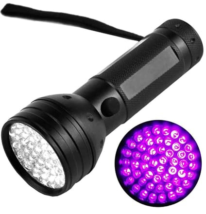 Linterna UV, 51 Linterna LED con luz negra, linterna portátil UV con interruptor de goma impermeable para detección de orina de mascotas, detección de fugas