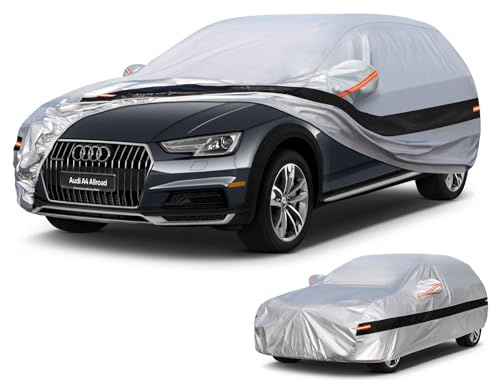 Holthly Autoabdeckung Kombi Passend für Audi A4 Avant/Allroad B7 B8 B9 (1994-2025) 10 Schichten Vollgarage Auto Abdeckplane 100% Wasserdicht Autoplane Outdoor Autogarage.