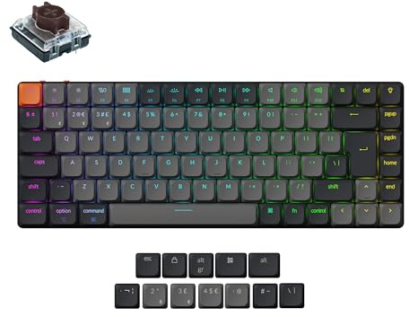 Keychron K3 QMK Ultra-Slim Wireless Bluetooth/Wired Mechanical Keyboard, RGB LED Backlight, Hot-swappable Low-Profle 2.0 Mechanical Brown Switch for Mac/Windows/Linux(Version 3) - UK Layout