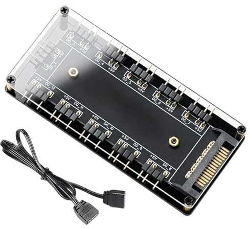 Case Fan Hub | Desktop Game Chassis Lighting Controller,Creative 10-in-1 ARGB Case Lighting Effect Control, Computer Fan Motherboard Adapter Hub