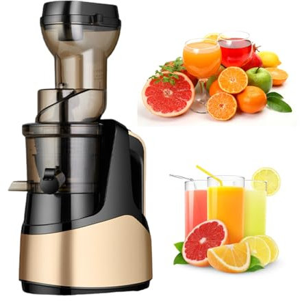 Exprimidor centrífugo totalmente automático,Exprimidor de prensado en frío con canal de alimentación de 8 cm de ancho,Autoalimentación sin esfuerzo para exprimir por lotes,Brown