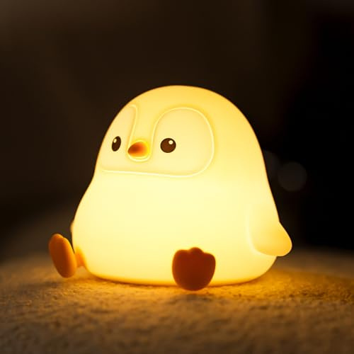 VoMii Pinguine Nachtlicht für Kinder, niedliche Pinguine Lampe Silikon Baby Kinderzimmer Nachtlampe, Dimmbare Squishy Touch Nachttischlampen, wiederaufladbare Kawaii Tier Lampen Geschenke
