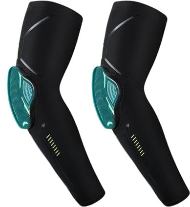 Gepolsterte Armschoner 2er-Pack, Ellenbogen Unterarm Armlinge Mit Polster Ellenbogenschoner für Volleyball Fußball Basketball (Black,L)