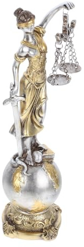 Mobestech Estatua De La Diosa De La Justicia De Resina Plata 9.45 Pulg para DecoracióN De Oficina Hogar con Balanza SimbóLica De Equilibrio Y Justicia