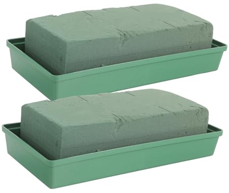 Anneome Bases para Flores Lápida Mortuoria Espuma Floral Cuadrada Verde 2 Piezas Uso Cementerio Arreglos Funerarios Decoración Día Muertos