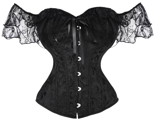 SUKUTU Corset complet pour Femme avec Bretelles en Dentelle partie Supérieure ajustée au Corps corset Gothique rétro avec Fermeture à l'avant sous-vêtement sculptant