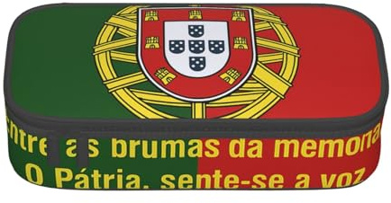 Cxzmnba Federmäppchen mit portugiesischer Flagge und Hymne für Jungen und Mädchen, Schulanfang, Schülerbedarf, Federmäppchen, Schwarz , Einheitsgröße, Taschen-Organizer