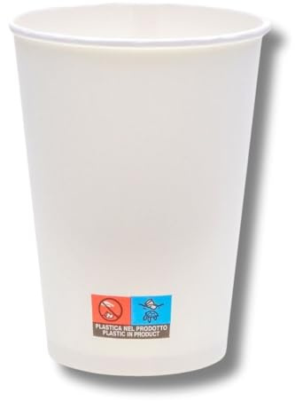 ECOPICNIC Lot de 1000 gobelets jetables en carton blanc 250 ml Ø 80 mm Gobelets à café jetables neutres pour café, thé, boissons chaudes, bureau, restauration, café à emporter