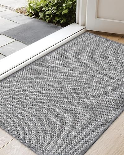 COLOR&GEOMETRY Schmutzfangmatte Innen 80x120cm, Grau, Fußmatte Innen | Rutschfeste Fußmatte, Eingangsteppich, mit Gummirücken, Dünn Türmatte, Türmatte für Eingang, Haustür, Rollen ohne Falten