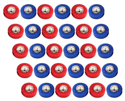 FOMIYES Mini Discos Deslizantes para Mesa de Shuffleboard 30 Piezas 15 Azules 15 Rojos Rodillos de Mini Shuffleboard de Acero y Plástico Accesorios Portátiles para Juegos de Tejo