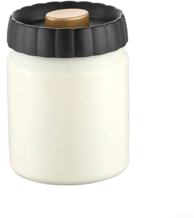 Kaffevakuumbehållare i rostfritt stål 330 ml med lufttätt lock och tryckknapp för att ta bort överflödig luft, lämplig för kaffebönor och förvaring av torr mat (beige)