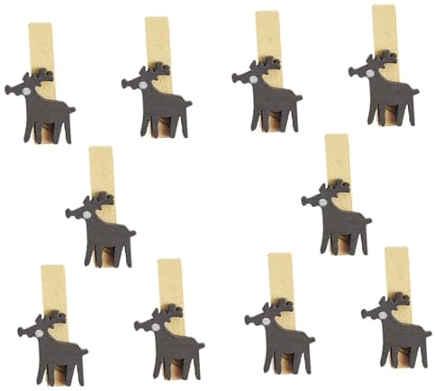 Homoyoyo 30 Stück Weihnachts Holzklammern Kleiner Fotoclips Holz Motiv Rentier Wiederverwendbar für Dekoration Notizen und Geschenkanhänger