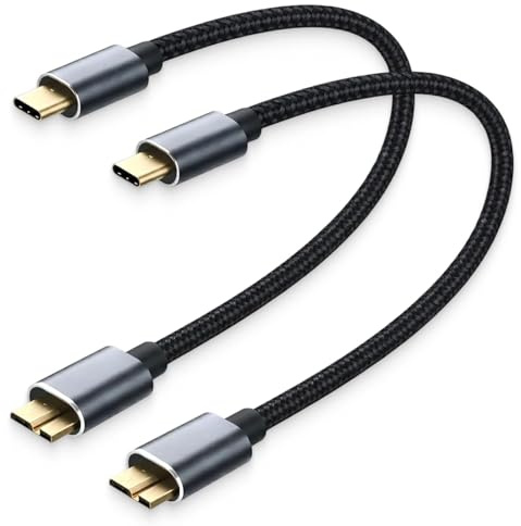 2PCS Câble USB C vers Micro USB 3.0, 0.5m, Cable Disque Dur Externe Pour Disque Dur Externe Et Donnees, Cable Micro B Vers Usb C Haute Vitesse Comme Micro Usb Vers Usb C Pour Appareils Compatibles