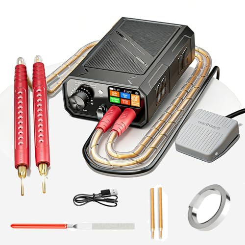 10000W Dual Pulse Battery Spot Welder, Portable Welding Machine, Hand Held Welder Machine, LCD Screen & Foot Pedal/Auto Dual Modes, 0.1-0.3mm Welding Nickel, Copper, for Battery Repair, DIY