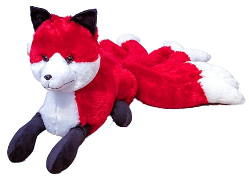 RLOMUTE Neunschwänziger Fuchs Kuscheliges Spielzeug Plüschtier Mythen und Legenden Plüsch Stofftier Weiches für Gastgeschenke Schlafzimmer Heimdekoration Sammlergeschenk für Kinder Jungen Mädchen Rot