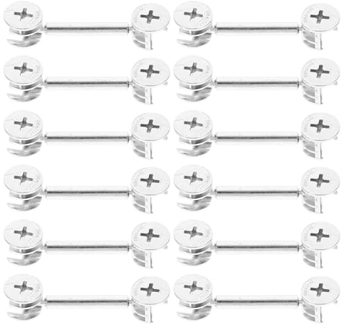 Amosfun 20 Set di Perni di Collegamento Doppia Testa in Metallo Raccordi a Camma per Mobili, Kit di Fissaggio per Armadietti Resistente e Stabile, Accessori per Montaggio Mobili da Cucina