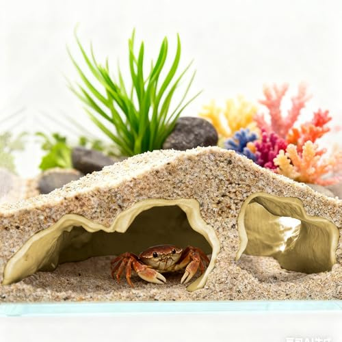 Forgaemax Aquarium Höhle Unterirdisch Tunnel für Welse, Garnelen, Axolotl | Aquarium Versteck mit Höhlen – Deko & Cave für Süßwasserfische (Erdgelb)