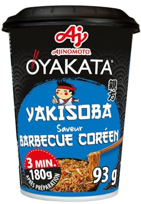 OYAKATA - Yakisoba Saveur Barbecue Coréen - Prêt en 3 Minutes - Format Cup - Repas Express Bureau et Déplacement - Pour les Fans de K-Food - la cup de 93g - Le Lot De 4
