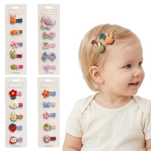 BDEPSTR 20 Pezzi Mollette per Capelli Bambina Fermagli Capelli Piccoli con Fiori e Fiocchi Accessori Capelli Neonata Rivestiti in Tessuto per Uso Quotidiano e Feste