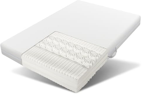 DHWDS Kallskummadrass 180 x 200 H2/H3 7 zoner vändmadrass 20 cm höjd överdrag tvättbart 60 °C andas ergonomisk klimatfiber