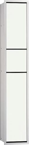 EMCO ASIS 150 Unterputz Bad Schrank für Gäste-WC, Hochschrank & Badezimmerschrank als Toilettenpapierhalter, Abfalleimer & Klobürstenhalter Weiß Chrom 96,4 cm Unterputz