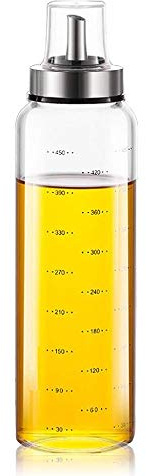 XiaoShenLu Botella de Aceite, Dispensador de Aceite Oliva y Vinagre, Aceitera y Vinagrera Antigoteo De Acero Inoxidable y Vidrio para Cocinar BBQ Barbacoas Pasta Parrillas, 500ml
