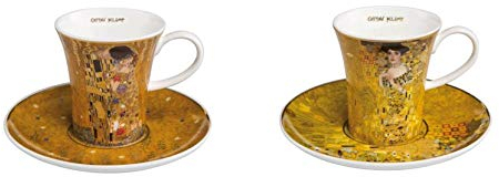 CREAFLOR HOME 2X Gustav Klimt Espressotassen Adele Bloch-Bauer + Der Kuss Goebel Porzellan