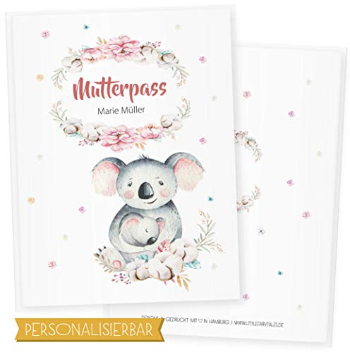 Mutterpasshülle 3-teilig Niedliche Tiere, Mutterpass Hülle, Schöne Geschenkidee für Babyparty (Mutterpass DE personalisiert, Koala)