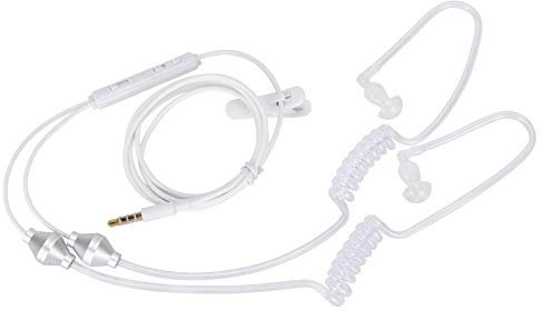 Yunir Auriculares móviles de Doble Espiral Antirradiación Auriculares de Tubo acústico de Aire Transparente Suave con micrófono Incorporado para la mayoría de los teléfonos Inteligentes