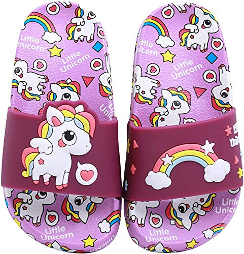 HausFine Enfants Chaussons Licorne Pantoufles de Bain Plates Chaussures de Piscine et de Plage Antidérapant Tongs de bain pour enfant Pour la douche et le bain