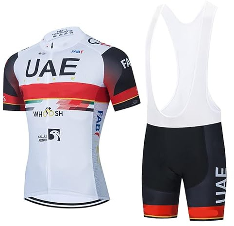 SGCIKER 2022 Herren Pro Team UAE Radtrikot Set, Kurzarm Fahrrad bekleidung Lätzchen Kurzsets Gel Pad（XL