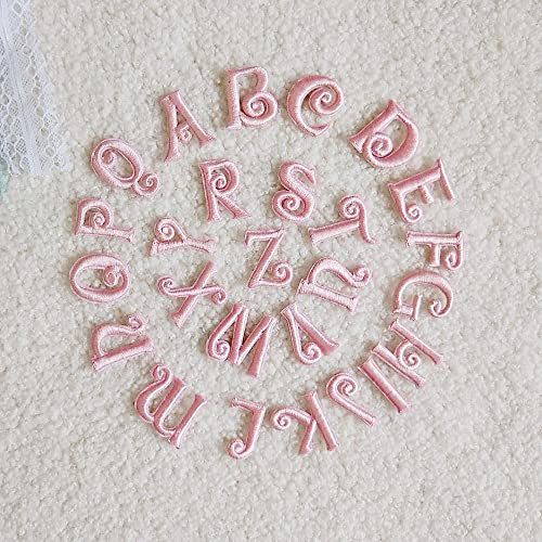 VIXDA 2 STÜCK Rosa bestickte kleine Buchstaben zum Aufbügeln, Aufnäher, Alphabet-Aufnäher für Kinder, Kleidung, Taschen, Nähen, Namensschild, Aufnäher, Zubehör