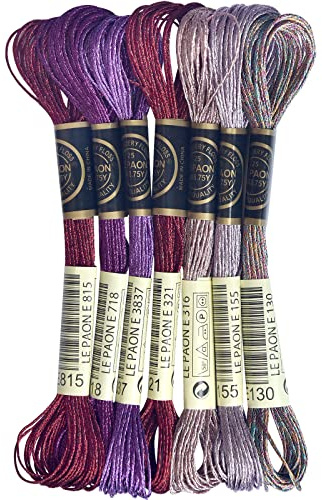 LE PAON Embroidery Floss Metallic Thread (Red-Purple Series)