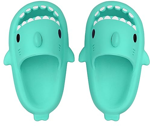Strandflikar för Flicka Pojke Haj Duschskor Halkfria Tiger Pool Skor Sandaler Ljus Sommar Shark Slippers, 2 grön minthaj, 33/34 EU