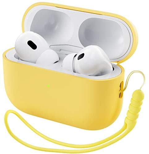 ORNARTO für AirPods Pro 2 Hülle Silikon mit Lanyard - Sonnenlicht | Premium Flüssigsilikon, robuster PC-Kern, mit Lanyard, stoß- und kratzfest, große Farbauswahl