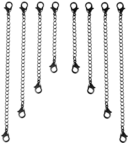 8pcs Extension for Necklace, 4 Size Jewelry Extenders Necklace Chain Extender Extension Chain for Jewelry Making Necklace Bracelet Anklet (Black)