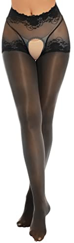 MSemis Collant in Rete Donna Stockings Leggings Trasparenti in Pizzo Floreale Collant Aperto Calze per Reggicalze Pantyhose Collant Sexy Hot per Sesso Babydolll Lingerie Nero XL