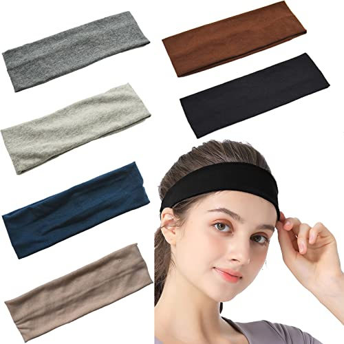 6 Stück Sport-Stirnbänder,Stirnbänder für Frauen elastische Schweiß-Yoga Haarbänder Rutschfestes Weiches Dünnes Stirnband Modischer Haarwickel Color-2