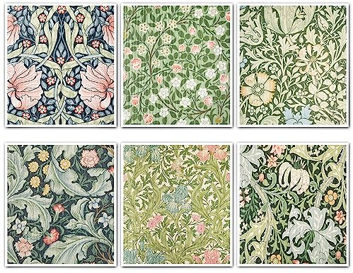 Quera William Morris Swedish Kitchen Dishcloth Vintage Floral Absorbent Cotton Kitchen Dish Towel for Party Home Housewarming Cleaning Counter Wipes 6.7 x 7.7 Inch, 6Pcs​ Y