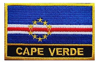 Uijokdef 1 PCS Cape Verde Flag Patches Iron On or Sew On Embroidered Tactical Military National Cape Verde Patch